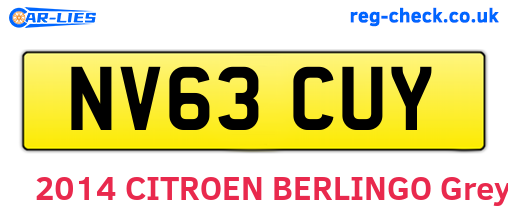 NV63CUY are the vehicle registration plates.