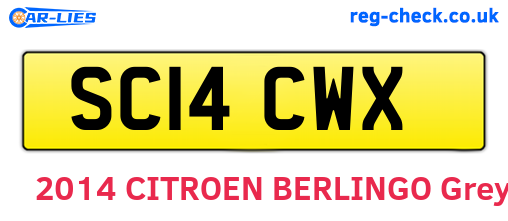 SC14CWX are the vehicle registration plates.