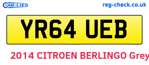 YR64UEB are the vehicle registration plates.