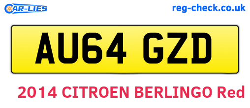 AU64GZD are the vehicle registration plates.