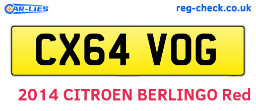CX64VOG are the vehicle registration plates.