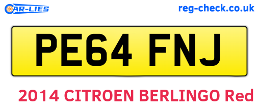 PE64FNJ are the vehicle registration plates.