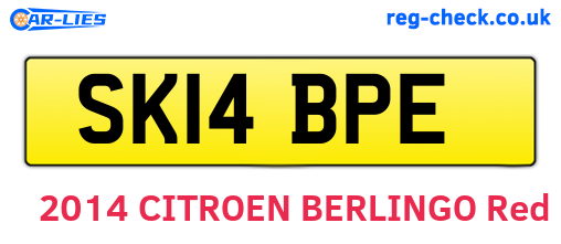 SK14BPE are the vehicle registration plates.