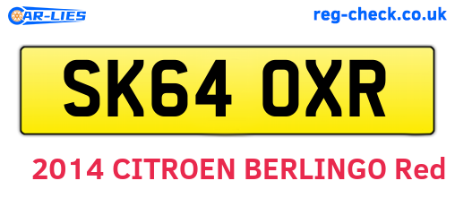 SK64OXR are the vehicle registration plates.