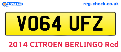 VO64UFZ are the vehicle registration plates.