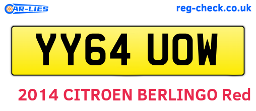 YY64UOW are the vehicle registration plates.