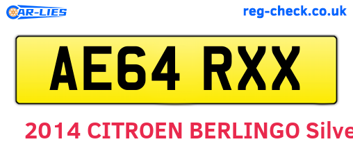 AE64RXX are the vehicle registration plates.