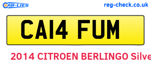 CA14FUM are the vehicle registration plates.