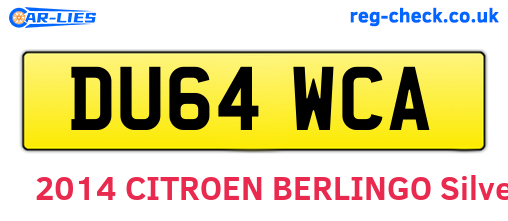 DU64WCA are the vehicle registration plates.