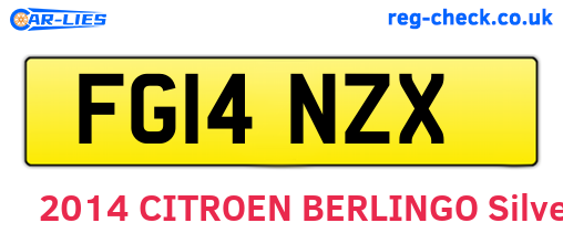 FG14NZX are the vehicle registration plates.