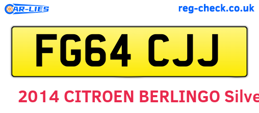 FG64CJJ are the vehicle registration plates.