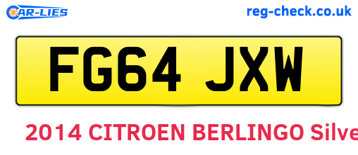 FG64JXW are the vehicle registration plates.