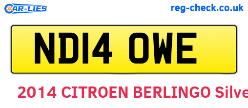 ND14OWE are the vehicle registration plates.