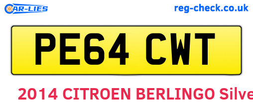 PE64CWT are the vehicle registration plates.