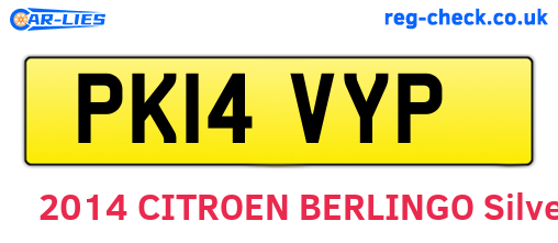PK14VYP are the vehicle registration plates.