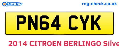 PN64CYK are the vehicle registration plates.