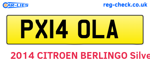 PX14OLA are the vehicle registration plates.