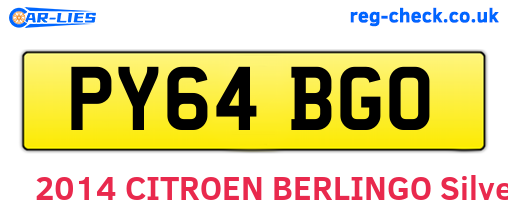 PY64BGO are the vehicle registration plates.