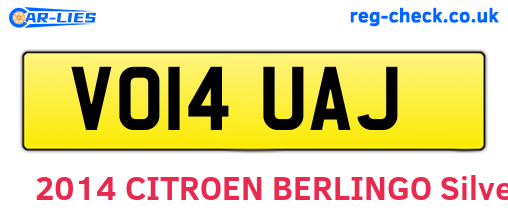 VO14UAJ are the vehicle registration plates.