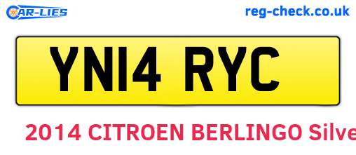 YN14RYC are the vehicle registration plates.