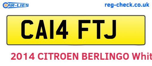 CA14FTJ are the vehicle registration plates.