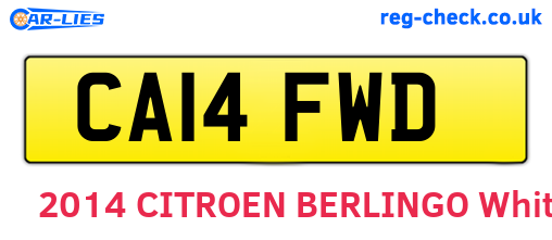 CA14FWD are the vehicle registration plates.