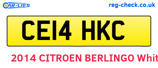 CE14HKC are the vehicle registration plates.