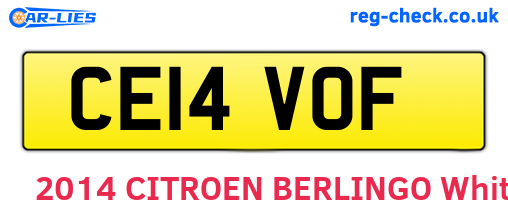 CE14VOF are the vehicle registration plates.