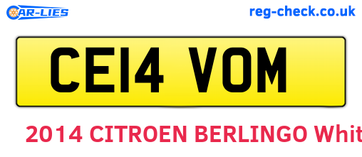 CE14VOM are the vehicle registration plates.