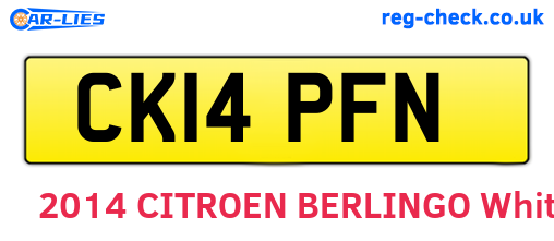 CK14PFN are the vehicle registration plates.
