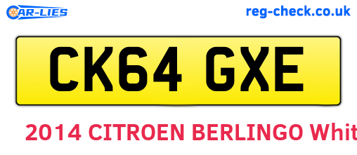 CK64GXE are the vehicle registration plates.