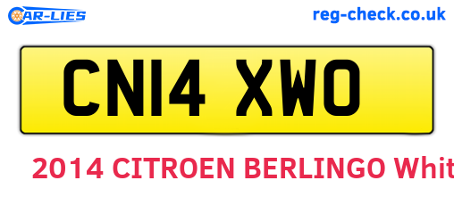 CN14XWO are the vehicle registration plates.