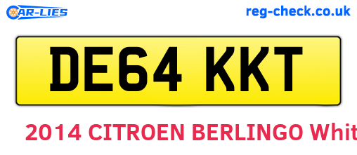 DE64KKT are the vehicle registration plates.