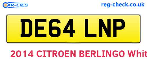 DE64LNP are the vehicle registration plates.