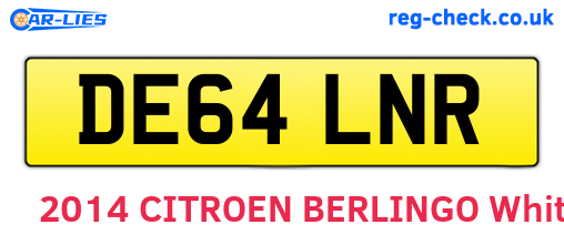 DE64LNR are the vehicle registration plates.