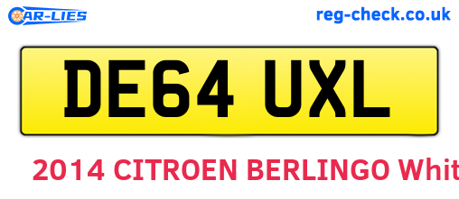 DE64UXL are the vehicle registration plates.