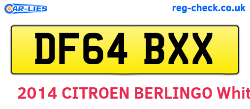 DF64BXX are the vehicle registration plates.