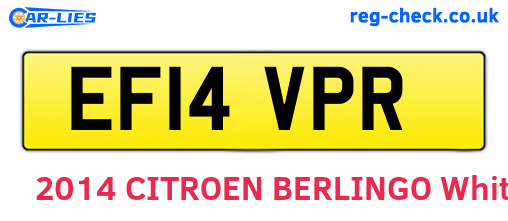 EF14VPR are the vehicle registration plates.
