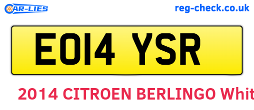 EO14YSR are the vehicle registration plates.