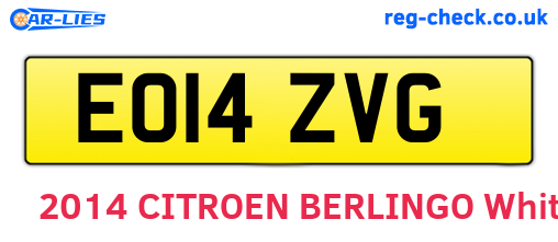 EO14ZVG are the vehicle registration plates.