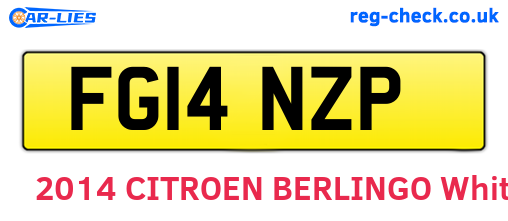 FG14NZP are the vehicle registration plates.