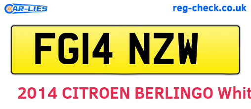 FG14NZW are the vehicle registration plates.