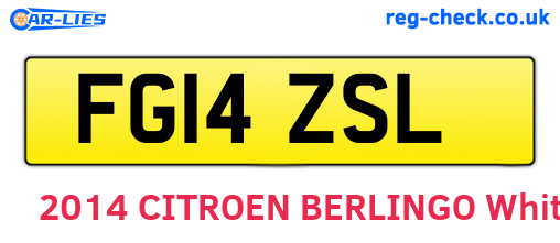 FG14ZSL are the vehicle registration plates.