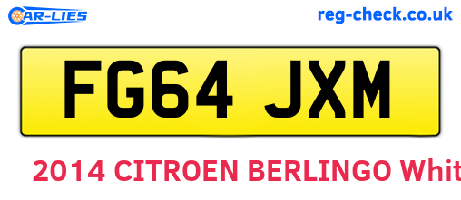 FG64JXM are the vehicle registration plates.
