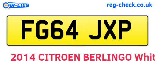 FG64JXP are the vehicle registration plates.