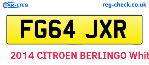 FG64JXR are the vehicle registration plates.