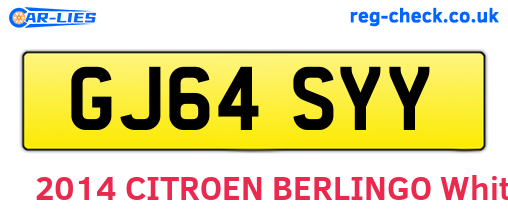 GJ64SYY are the vehicle registration plates.