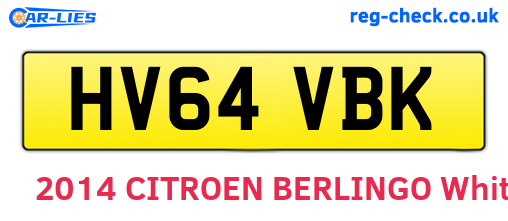 HV64VBK are the vehicle registration plates.