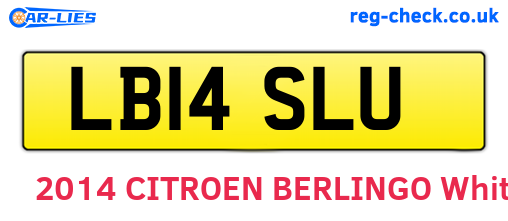 LB14SLU are the vehicle registration plates.
