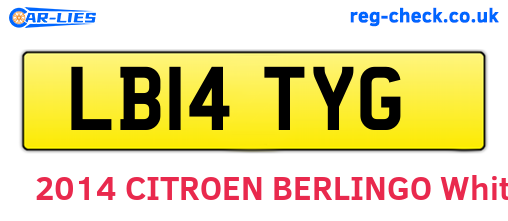 LB14TYG are the vehicle registration plates.